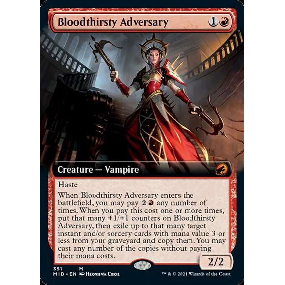 MtG Innistrad: Midnight Hunt Rare Bloodthirsty Adversary (Extended Art) #351