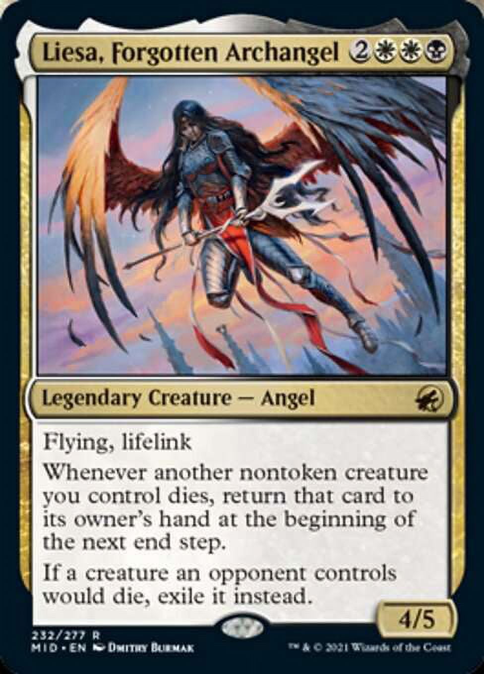 midnight hunt rare cards MtG Innistrad: Midnight Hunt Rare Liesa, Forgotten Archangel #232