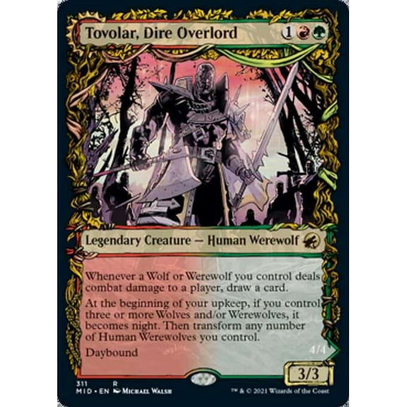 MtG Innistrad: Midnight Hunt Rare Tovolar, Dire Overlord // Tovolar, the Midnight Scourge (Showcase)