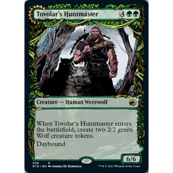 MtG Innistrad: Midnight Hunt Rare Tovolar's Huntmaster // Tovolar's Packleader (Showcase Foil) #306