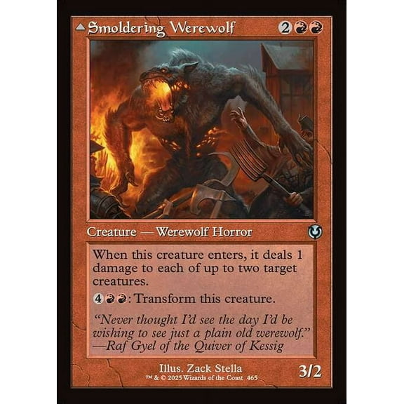 MtG Innistrad Remastered Uncommon Smoldering Werewolf // Erupting Dreadwolf (Classic Frame) #465