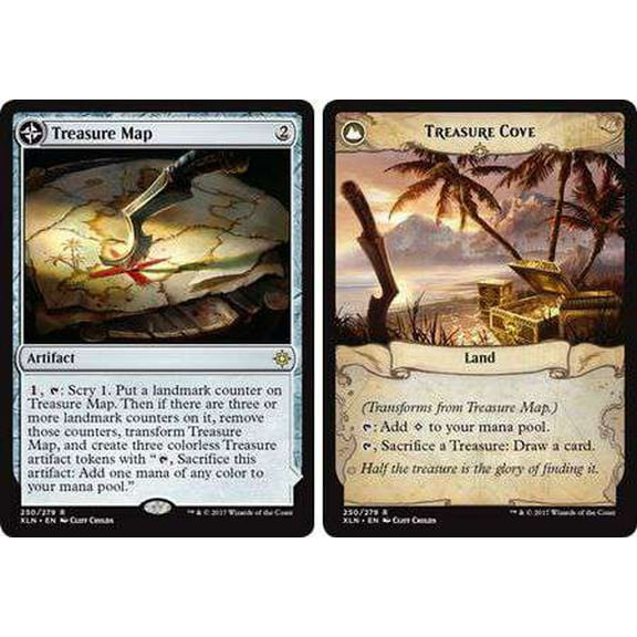 MtG Ixalan Rare Treasure Cove / Treasure Map #250