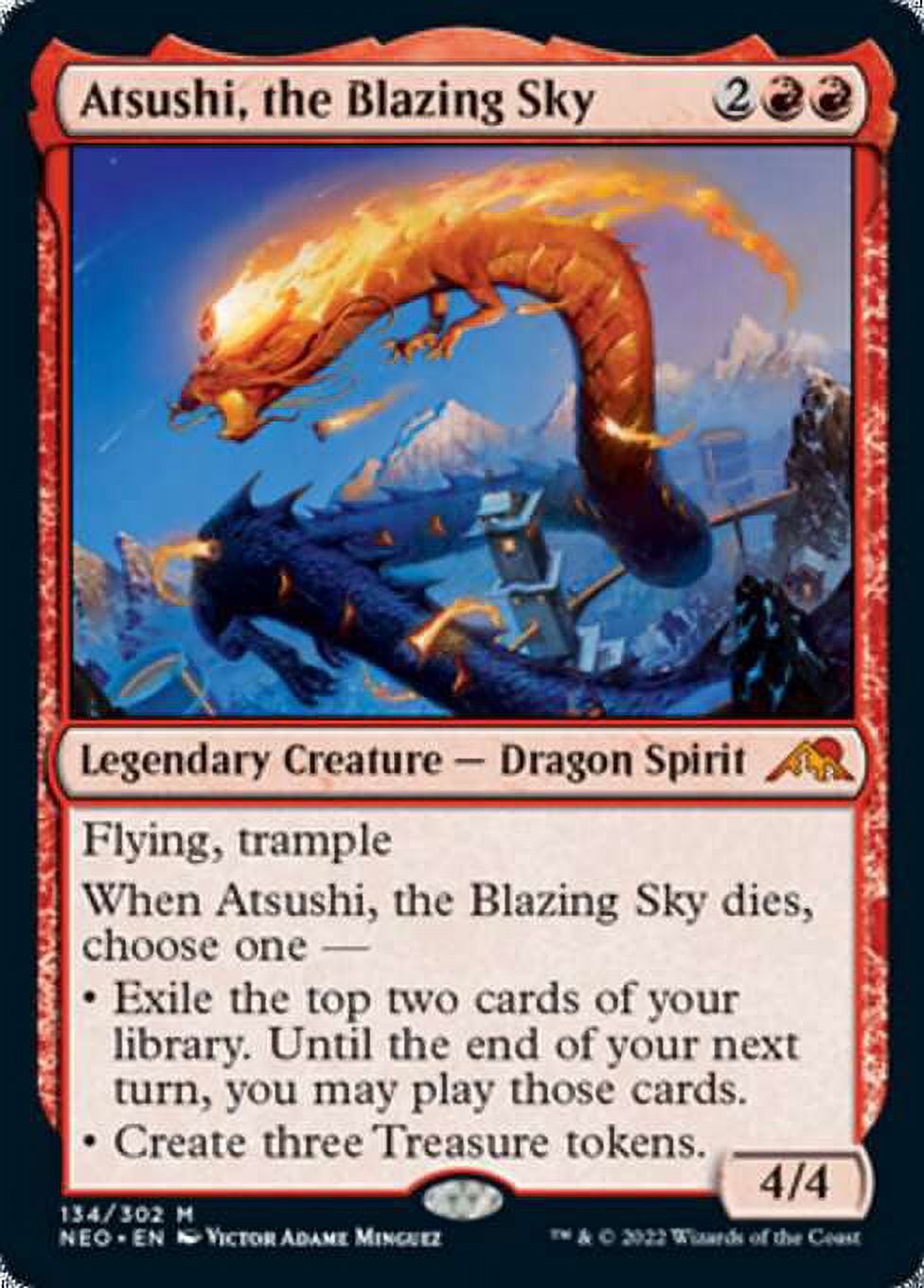 Atsushi MtG Kamigawa Neon Dynasty Mythic Rare Atsushi, the Blazing Sky