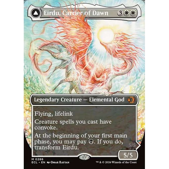 MtG Lorwyn Eclipsed Mythic Rare Eirdu, Carrier of Dawn // Isilu, Carrier of Twilight [Borderless] #286