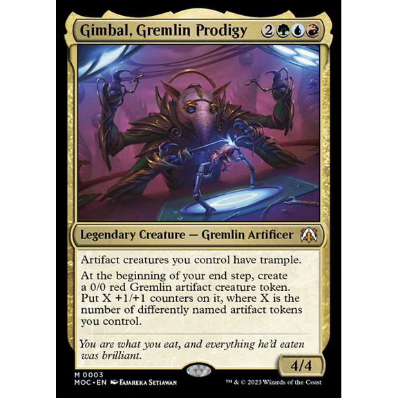 MtG March of the Machine Commander Mythic Rare Gimbal, Gremlin Prodigy (FOIL) #3