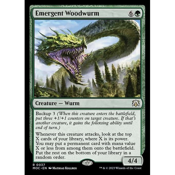 MtG March of the Machine Commander Rare Emergent Woodwurm #37