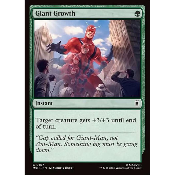 MtG Marvel Super Heroes Common Giant Growth [FOIL] #167