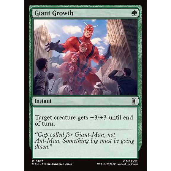 MtG Marvel Super Heroes Common Giant Growth [FOIL] #167