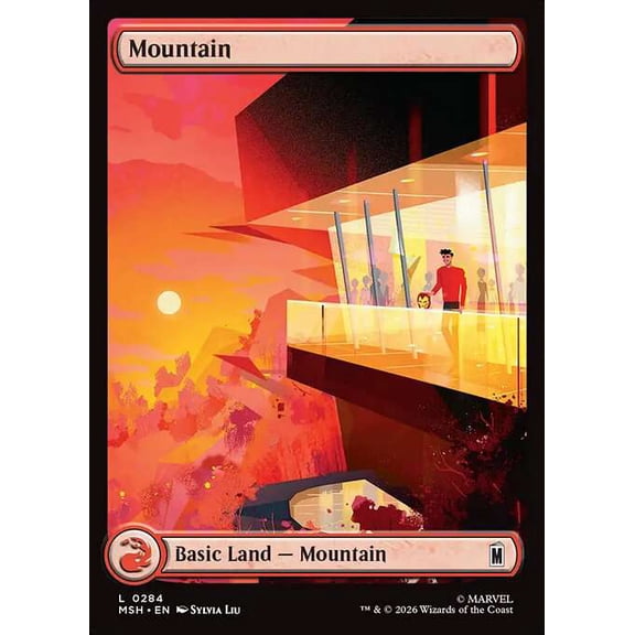 MtG Marvel Super Heroes Common Mountain [City Calm FOIL] #284