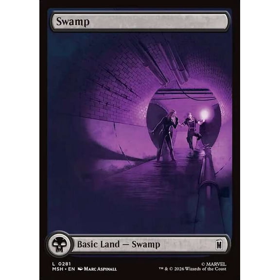 MtG Marvel Super Heroes Common Swamp [City Chaos FOIL] #281