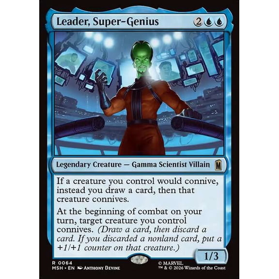 MtG Marvel Super Heroes Rare Leader, Super-Genius #64