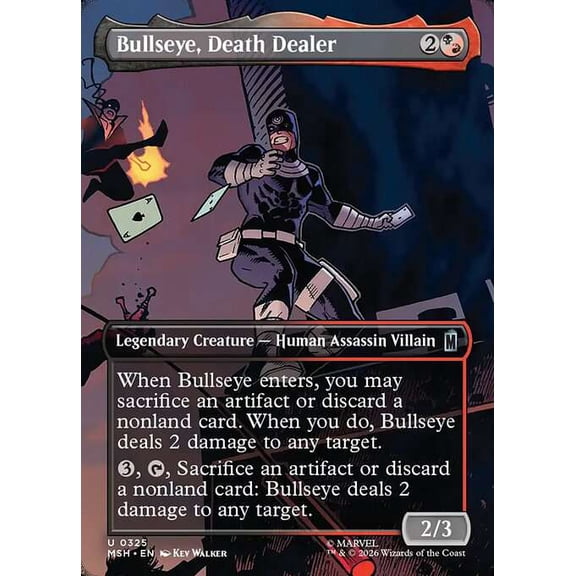MtG Marvel Super Heroes Uncommon Bullseye, Death Dealer [Borderless Scene FOIL] #325