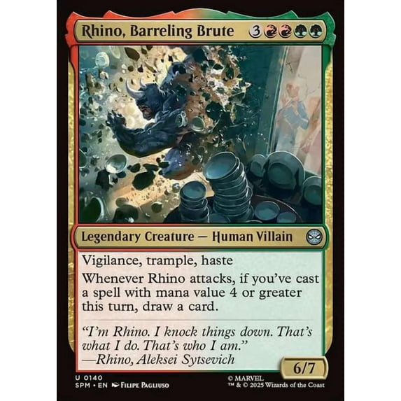 MtG Marvel's Spider-Man Uncommon Rhino, Barreling Brute #140