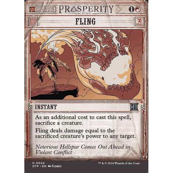 MtG Outlaws of Thunder Junction Breaking News Uncommon Fling (Prosperity Showcase FOIL) #24