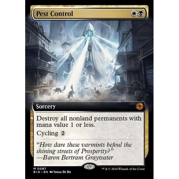 MtG Outlaws of Thunder Junction The Big Score Mythic Rare Pest Control [Extended Art FOIL] #87