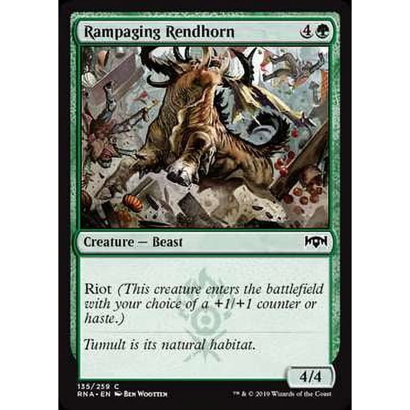 MtG Ravnica Allegiance Common Rampaging Rendhorn #135