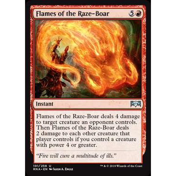 MtG Ravnica Allegiance Uncommon Flames of the Raze-Boar #101