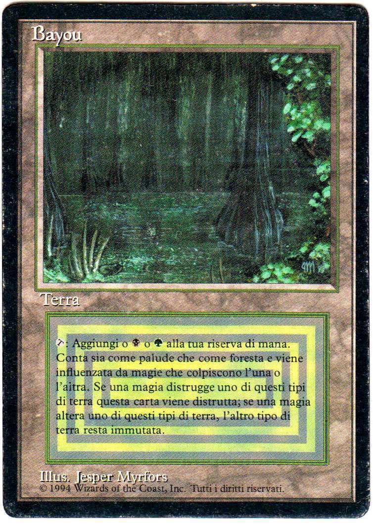 MtG Revised Rare Bayou (Italian Black Border - Moderately Played