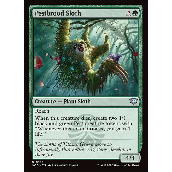 MtG Secrets of Strixhaven Uncommon Pestbrood Sloth #157