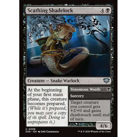 MtG Secrets of Strixhaven Uncommon Scathing Shadelock // Venomous Words #98