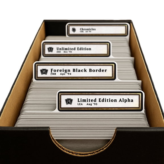 MtG Set Labels Pack for Magic the Gathering Collection Organization, Covers major MtG Sets, 9 Sticker Sheets, 32 Labels per Sheet