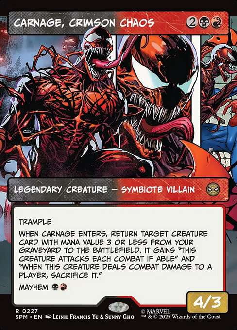 MtG Spider-Man Rare Carnage, Crimson Chaos [Borderless Panel FOIL] #227 -  Walmart.com