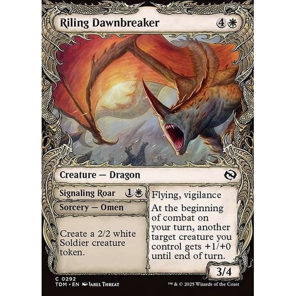 MtG Tarkir: Dragonstorm Common Riling Dawnbreaker // Signaling Roar (Draconic Showcase) #292