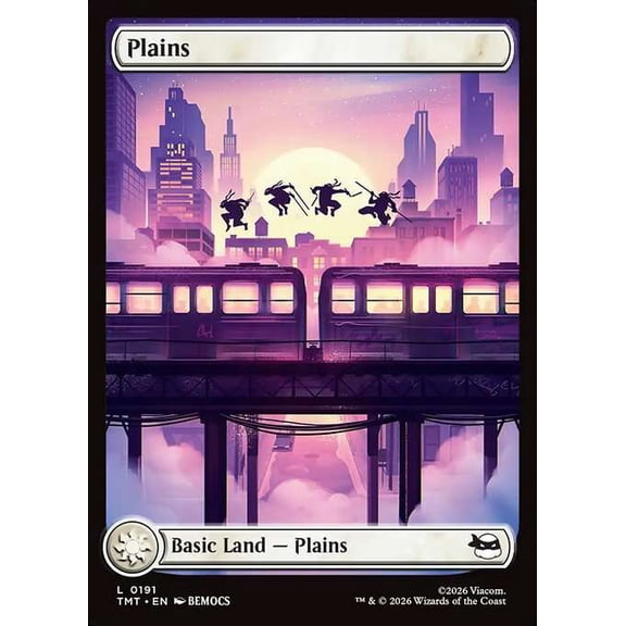 MtG Teenage Mutant Ninja Turtles Common Plains [Full Art Rooftop FOIL] #191