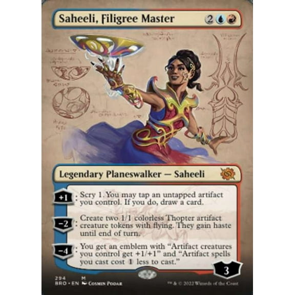 MtG The Brothers' War Mythic Rare Saheeli, Filigree Master (Borderless Planeswalker) #294