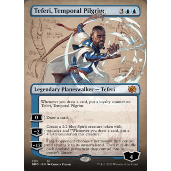 MtG The Brothers' War Mythic Rare Teferi, Temporal Pilgrim [Borderless Planeswalker] #293