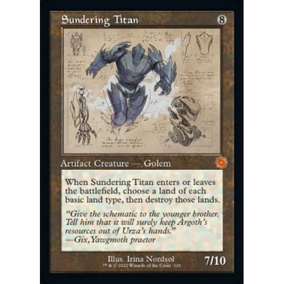 MtG The Brothers' War Retro Artifacts Mythic Rare Sundering Titan [Retro Schematic] #120