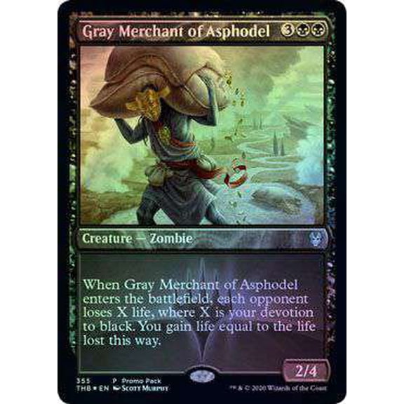 MtG Theros Beyond Death Uncommon Gray Merchant of Asphodel [Promo Pack Foil] #355