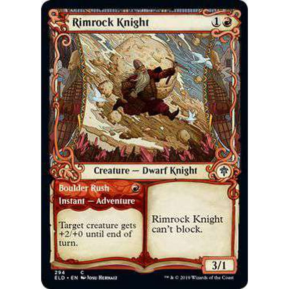 MtG Throne of Eldraine Common Rimrock Knight // Boulder Rush (Showcase) #294