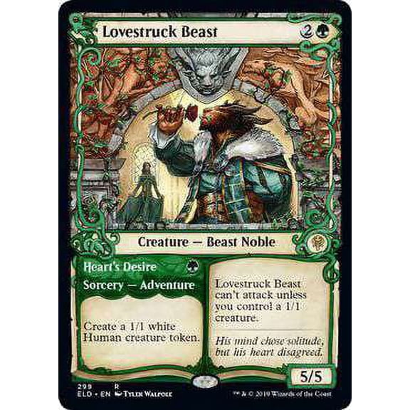 MtG Throne of Eldraine Rare Lovestruck Beast // Heart's Desire (Showcase Foil) #299