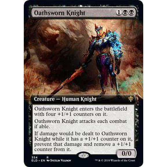 MtG Throne of Eldraine Rare Oathsworn Knight (Extended Art) #354