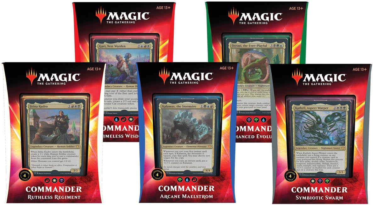 MtG Trading Card Game Commander 2020 Set of 5 Decks [Ruthless Regiment,  Arcane Maelstrom, Symbiotic Swarm, Timeless Wisdom & Enhanced Evolution] -  Walmart.com