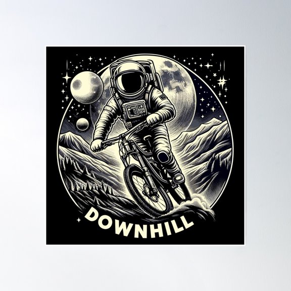 Mtb Mountain Biking Downhill Astronaut Gift Poster Wall Art, Modern Wall Decor, 30x30 UNFRAMED