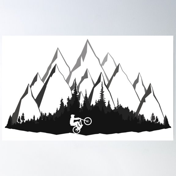 Mtb Mountains Poster Wall Art, Modern Wall Decor For Living Room Bedroom, 16x24 UNFRAMED