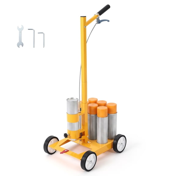 Mteryoing Adjustable Push Line Marking Machine with Heavy-Duty Steel Frame, Walk-Behind Striping Cart for Parking Lot Driveway Sports Field Sidewalk, Yellow