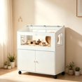 thumbnail image 1 of Mteryoing Large Hamster Cage with Storage Cabinet & Acrylic Viewing Panels, Small Animal Habitat with Lockable Top for Guinea Pig Hedgehog, White, with Casters, 1 of 7