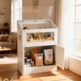 thumbnail image 1 of Mteryoing Large Hamster Cage with Storage Cabinet & Acrylic Viewing Panels, Small Animal Habitat with Lockable Top for Guinea Pig Hedgehog, White, without Casters, 1 of 8