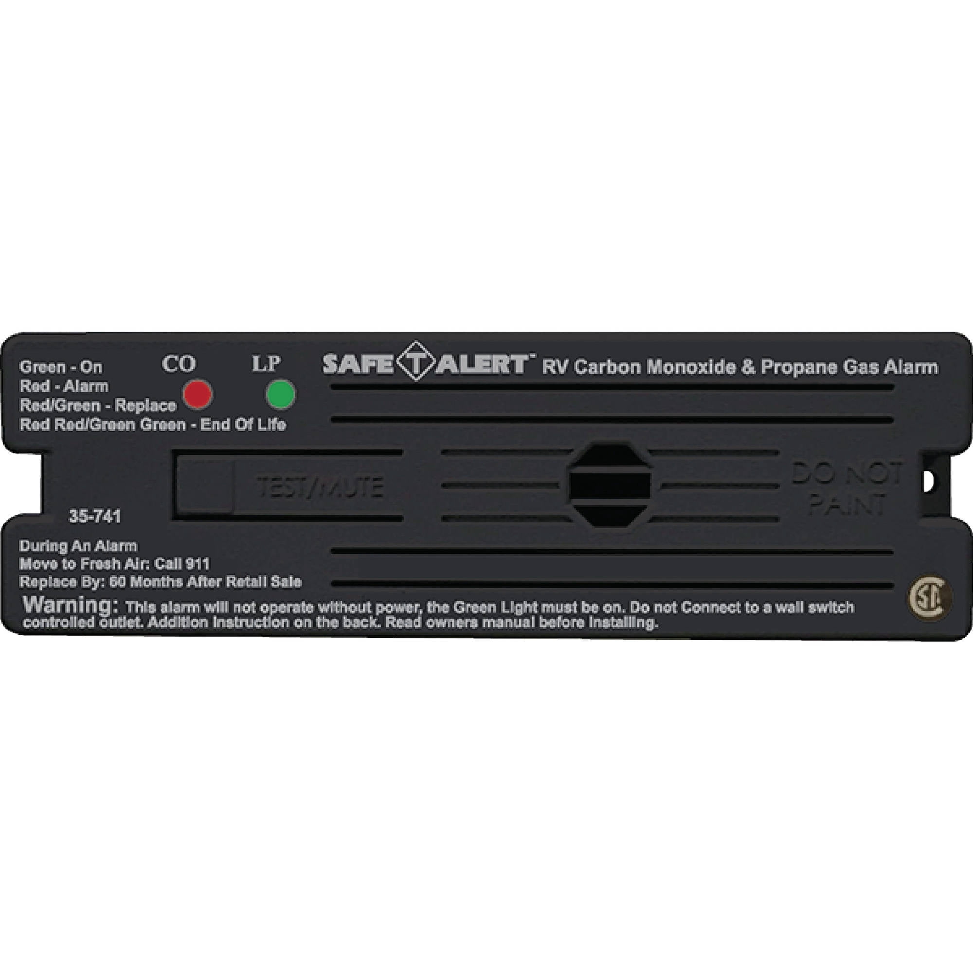 Mti Industry 35-741-BL, Black Battery, Dual Sensor Carbon Monoxide & Smoke Combination Alarm
