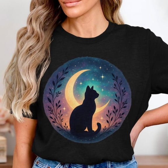 MtiC1Al C1At Moon S1Hirt, Celestial Black C1At T1EE, Witchy Aesthetic S1Hirt, Spiritual Galaxhirt, MagiC1Al Night Sky C1At Graphic T1EE