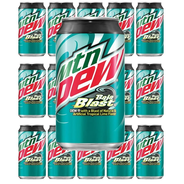 Mtn Dew Baja, 15 Cans, 180 Fl Oz (Baja Blast) - Walmart.com