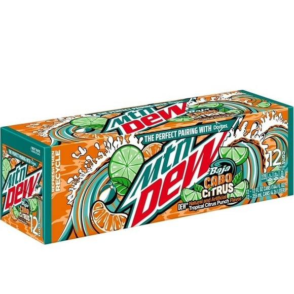 Mtn Dew Baja Cabo Citrus , 12oz cans , 12 pack