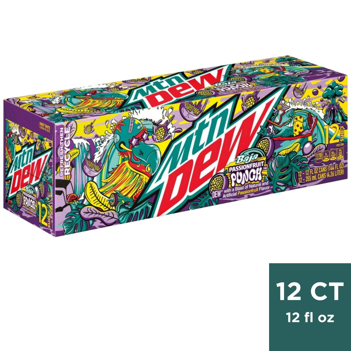 Mtn Dew Baja Passionfruit Punch Soda - 12pk/12 fl oz Cans - Walmart.com