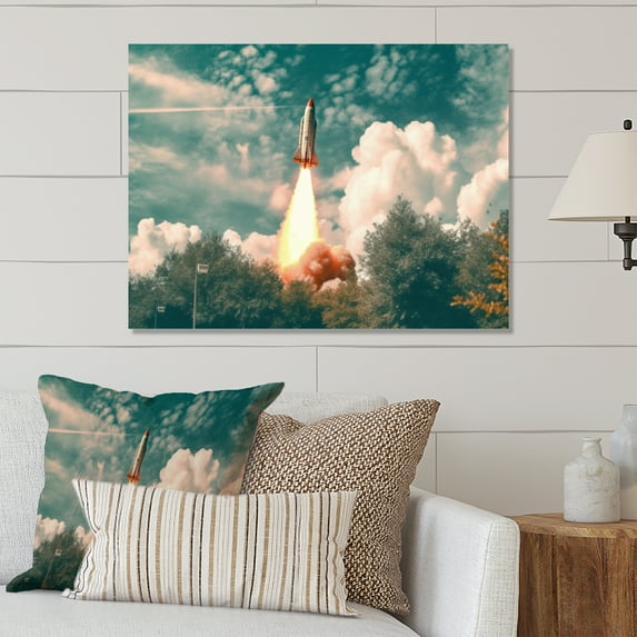 Designart "Rocket Spaceship in Florida I" Modern Metal Art Print