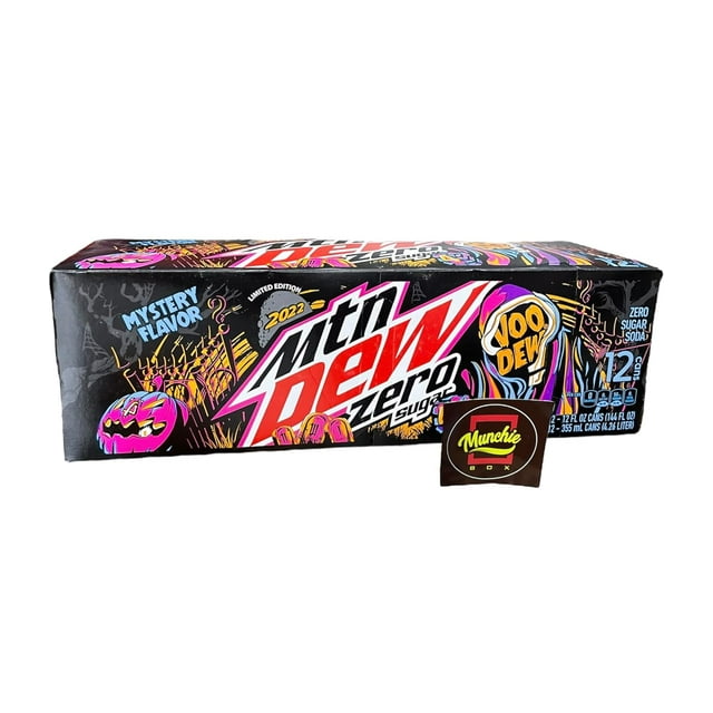 Mtn Dew Voodew Mystery Flavor Stash (2022 Mystery Zero Sugar Pack of (12) 12 Oz cans