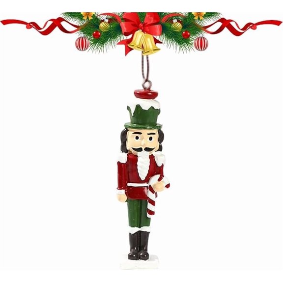 Mtruil 3D Resin Christmas Tree Ornaments Nutcracker Green Hat Soldier 1Pcs