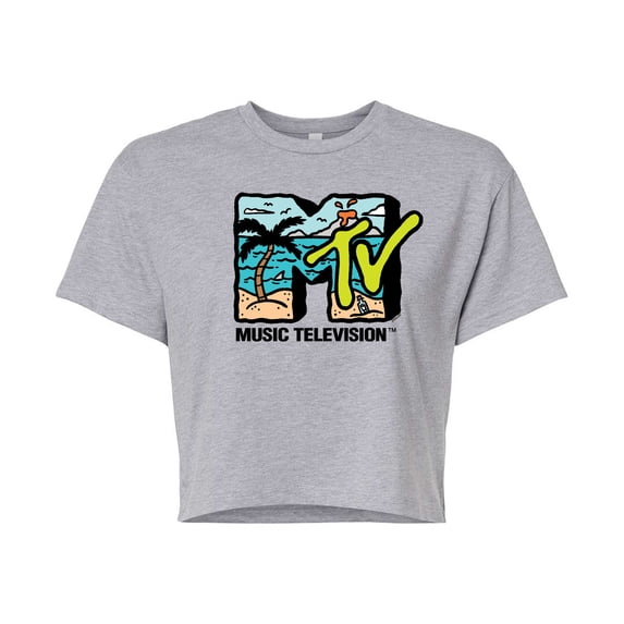 Mtv - Beach Logo - Juniors Cropped Graphic T-Shirt